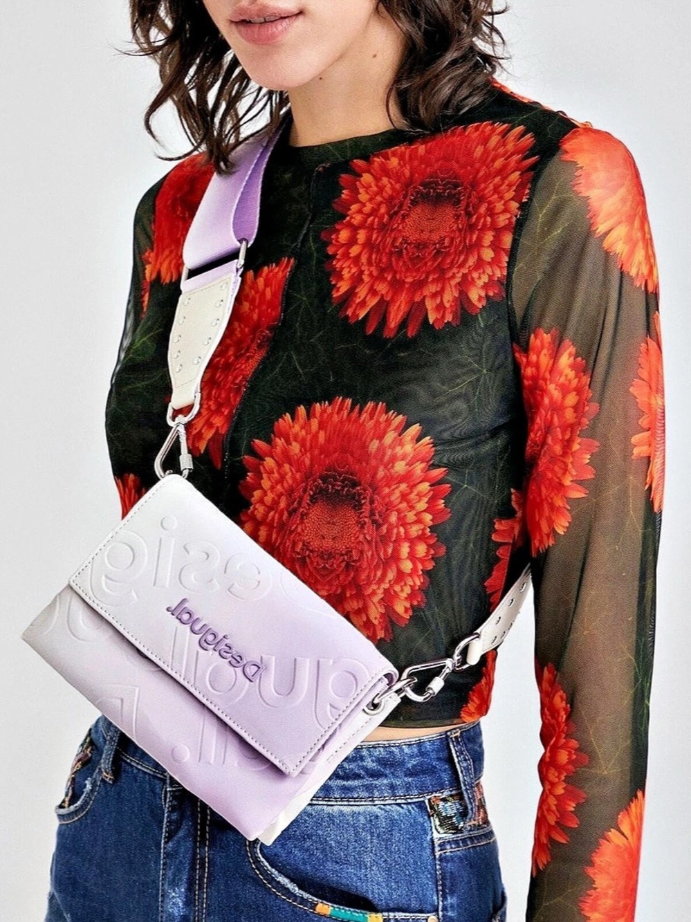 Desigual Mini Gradient Sling Bag Purple & White